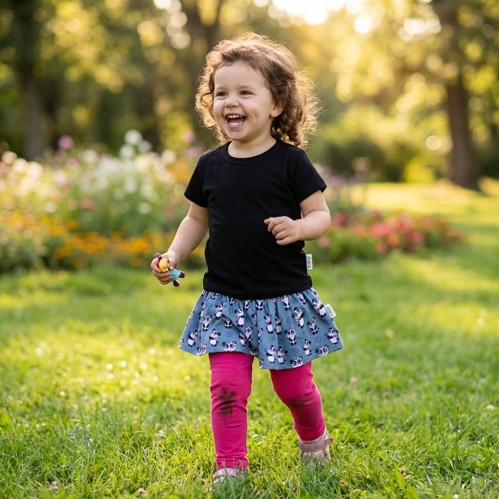 Einfarbiges Kurzarmshirt für Kinder und stylischem Hosenrock