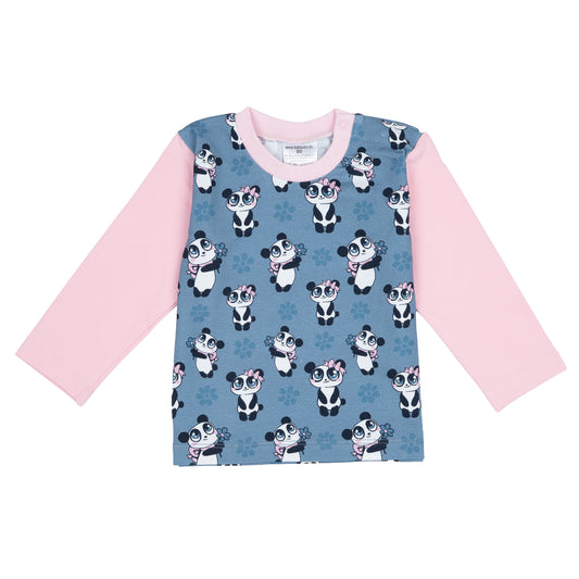 Langarmshirt im Babauba-Stil GirlyPanda-Grey