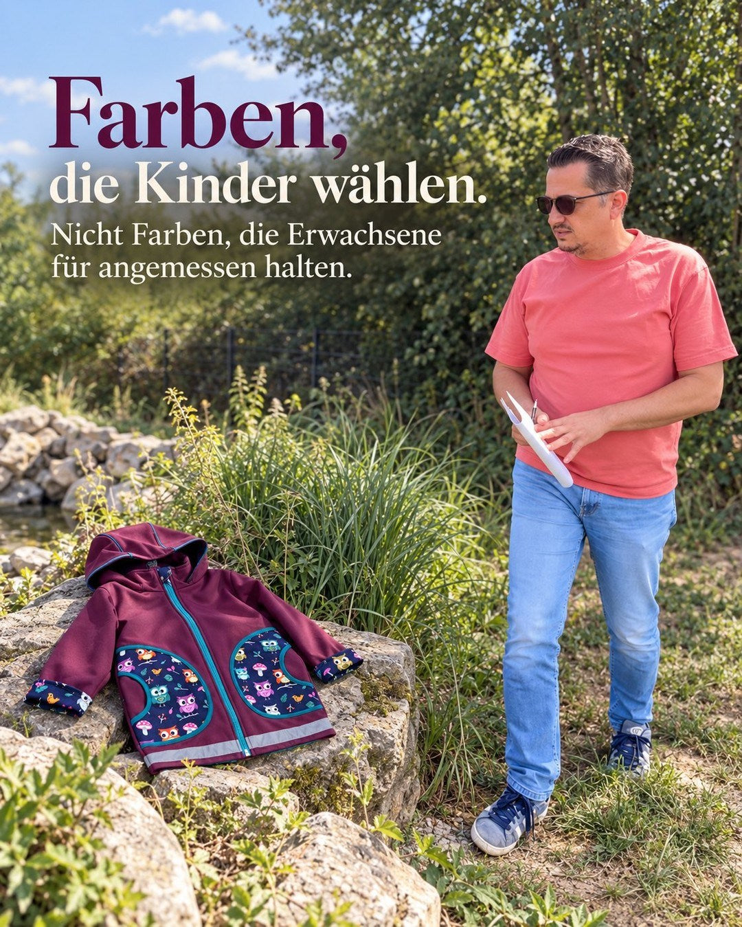 Die Aubergine-Softshelljacke. Was der Tag der Deutschen Einheit mit einem Jungen in einer Aubergine-Jacke zu tun hat.