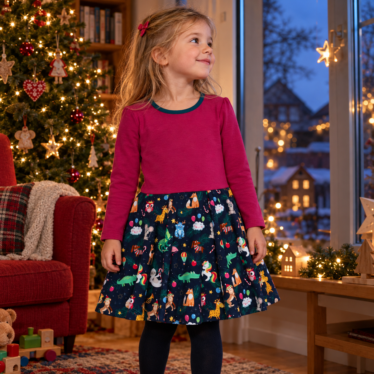 Long-sleeve twirl Dress BabaubaChristmas