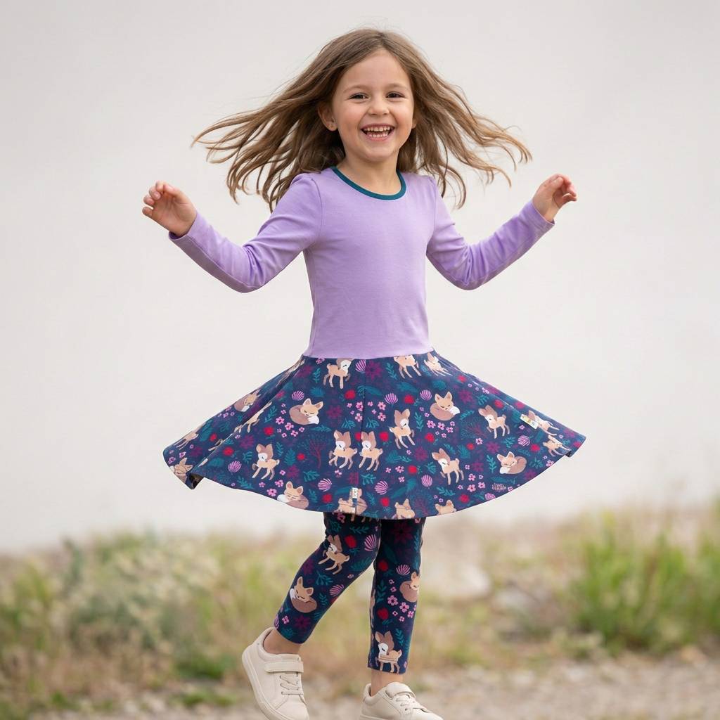 long sleeve twirly dress Colourful long-sleeved wrap dress in cotton jersey