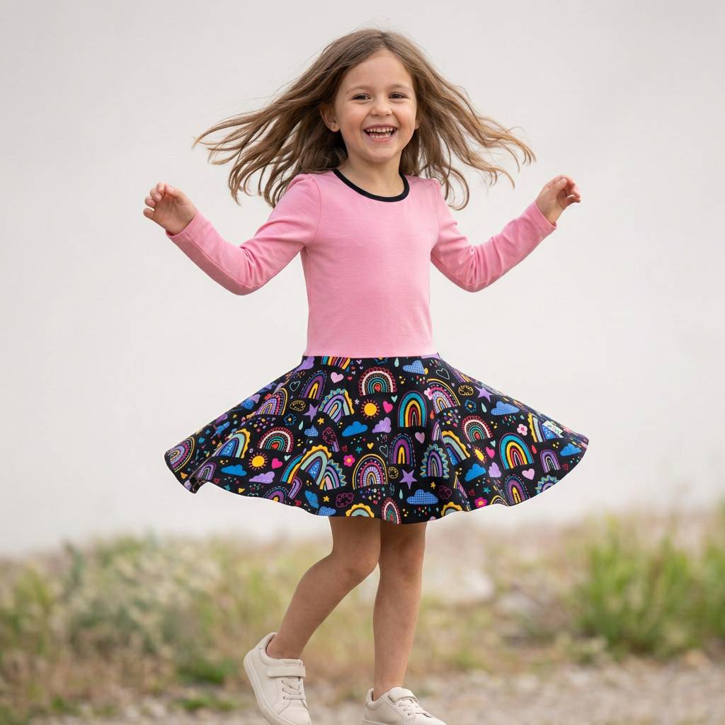 Langarm-Drehkleidchen LovelyRainbows-Black