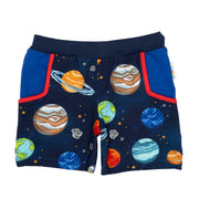 Bunt gemusterte Freshshorts für Kinder mit einfarbige Rückseite und Seitentaschen