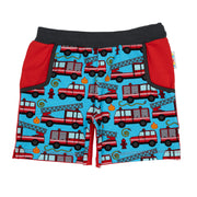 Bunt gemusterte Freshshorts für Kinder mit einfarbige Rückseite und Seitentaschen