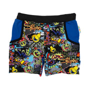 Bunt gemusterte Freshshorts für Kinder mit einfarbige Rückseite und Seitentaschen