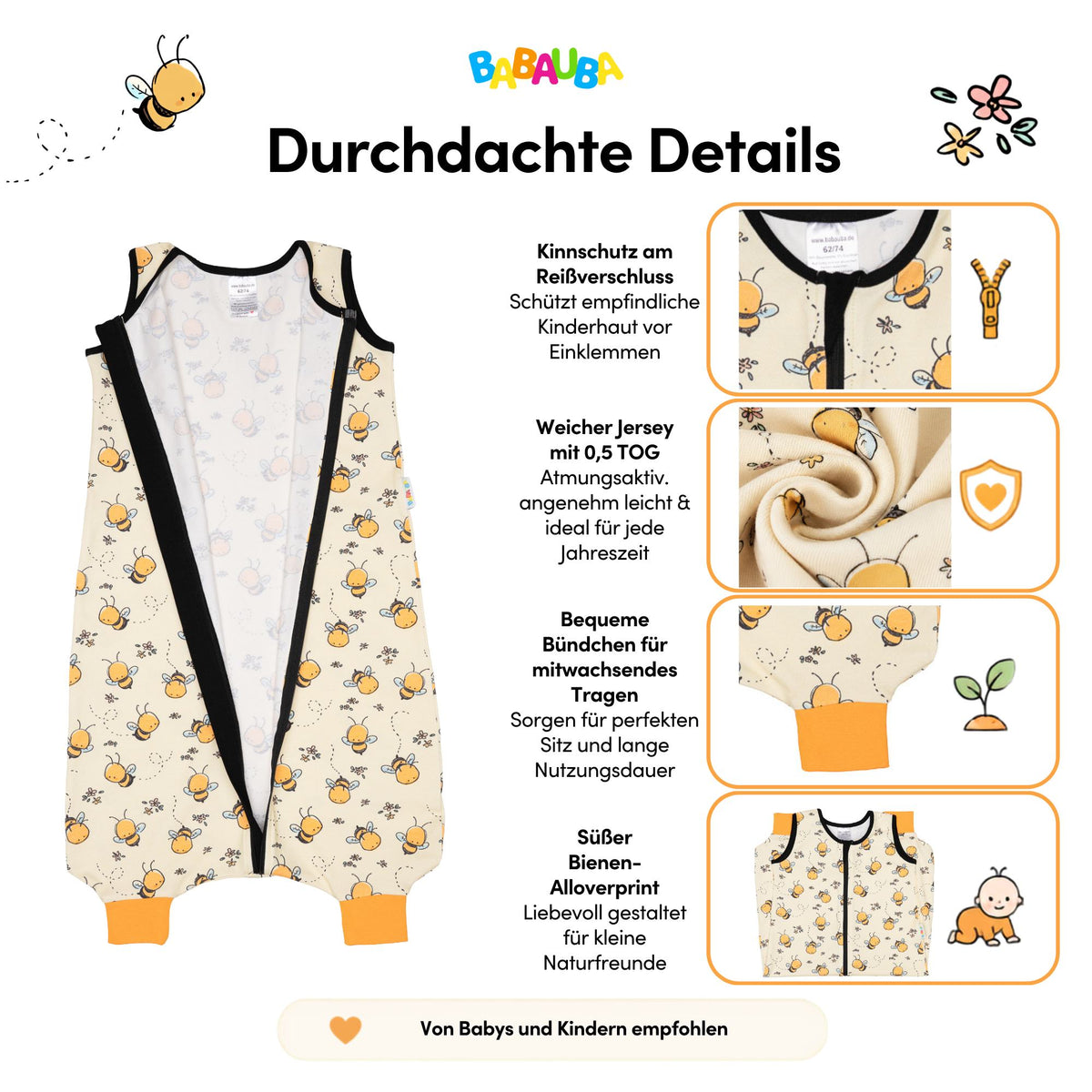 Füßchen-Schlafsack BabyBees | 0,5 TOG