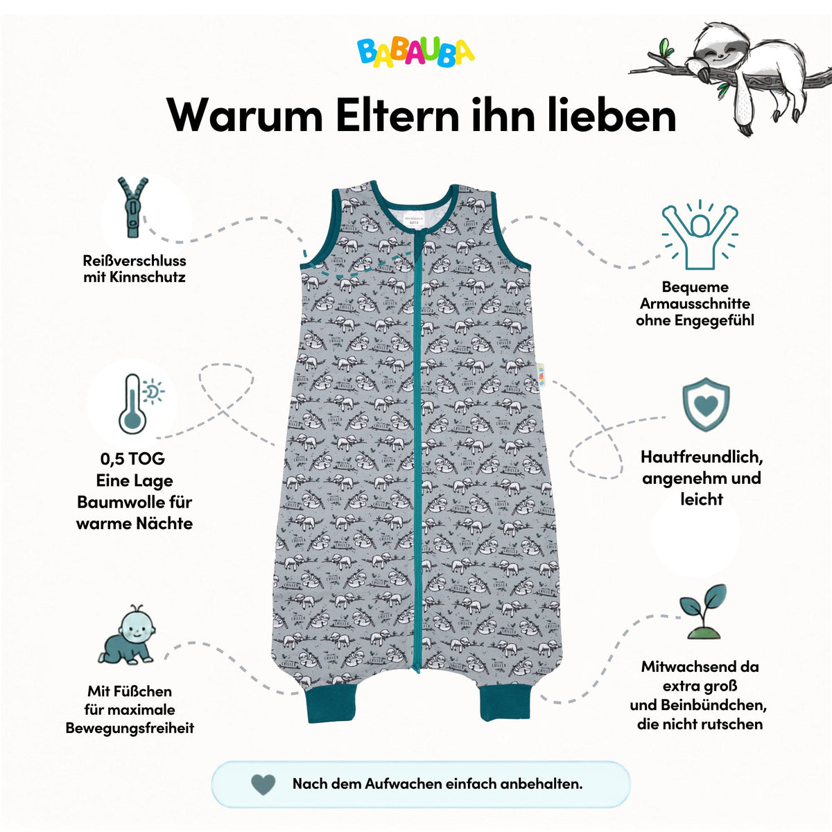 Füßchen-Schlafsack Tiny-Fulltimechiller | 0,5 TOG