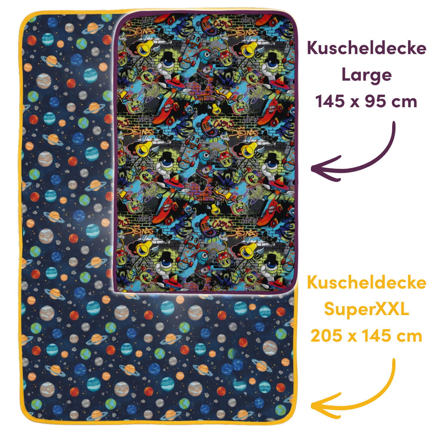 Kuscheldecke Large LovelyRainbows-Black