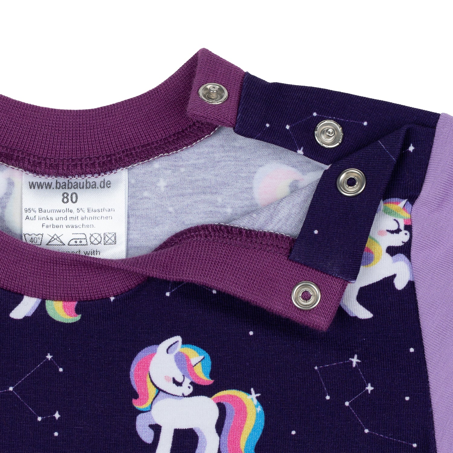 Detailbild Langarmshirt im Babauba-Stil GalaxyUnicorns