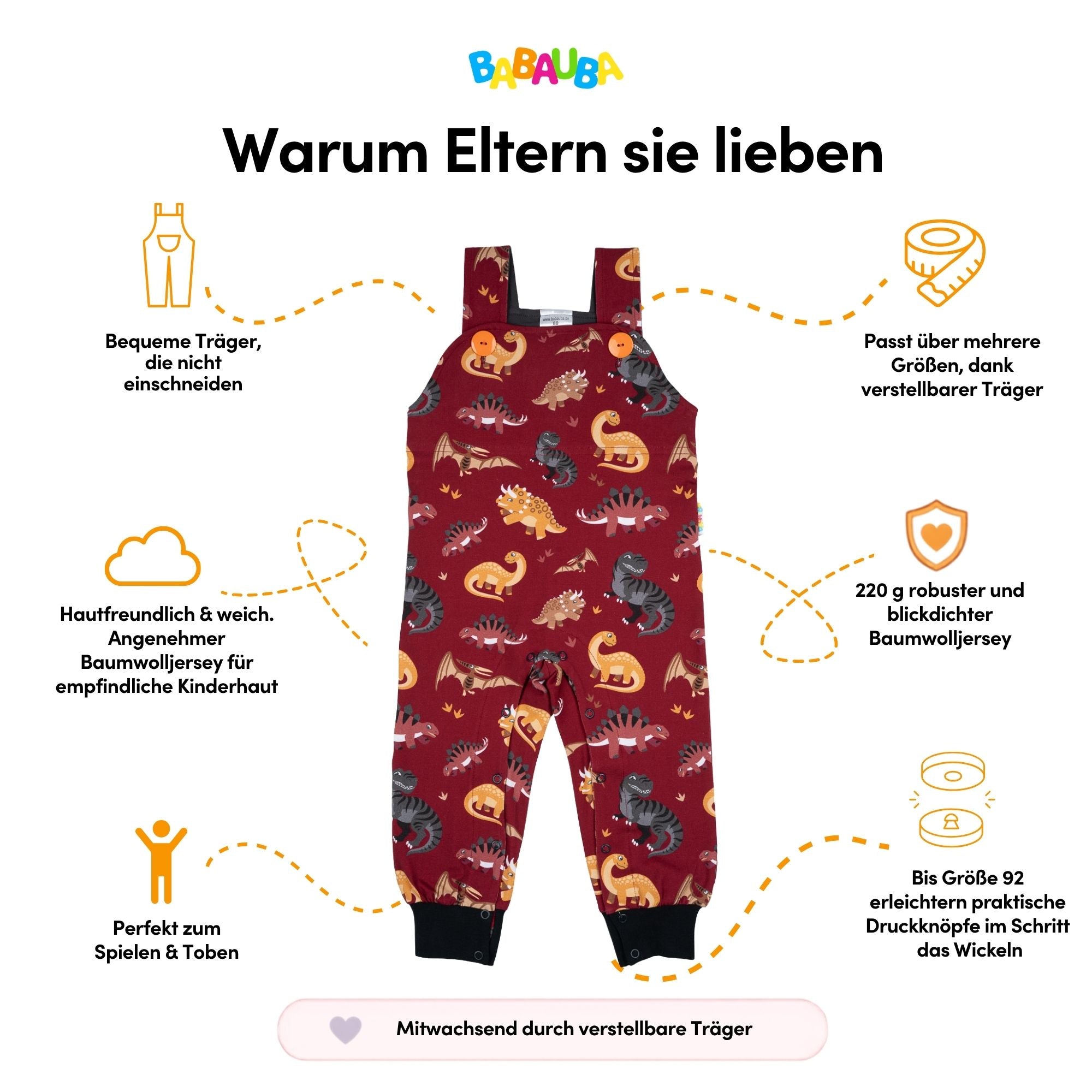 Latzhose BigDinos-Brown