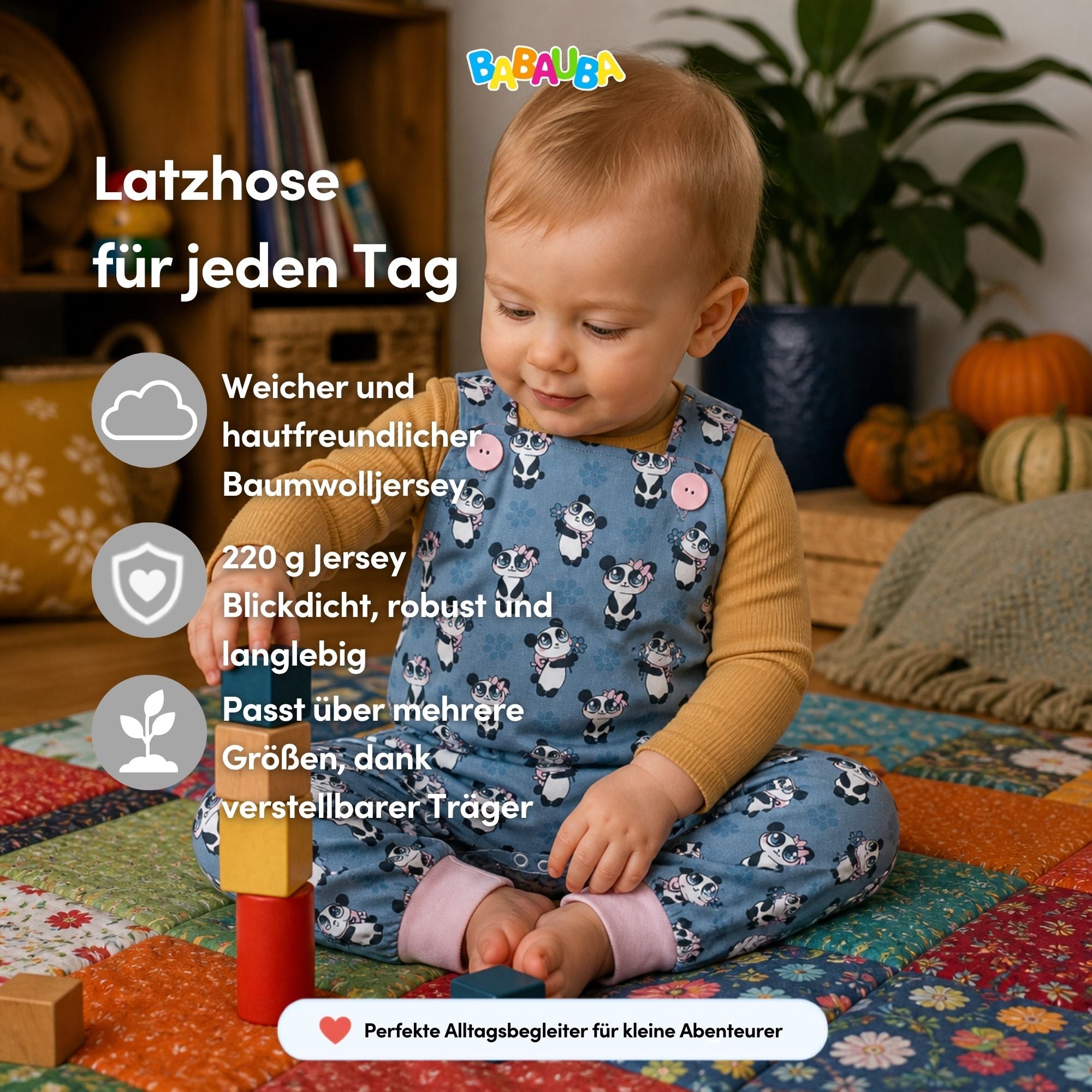 Latzhose GirlyPanda-Grey