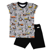 2-teiliges Set aus bunt gemustertem T-Shirt und einfarbiger kurzer Hose für Kinder