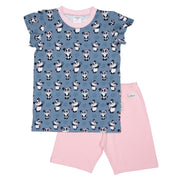 2-teiliges Set aus bunt gemustertem T-Shirt und einfarbiger kurzer Hose für Kinder 