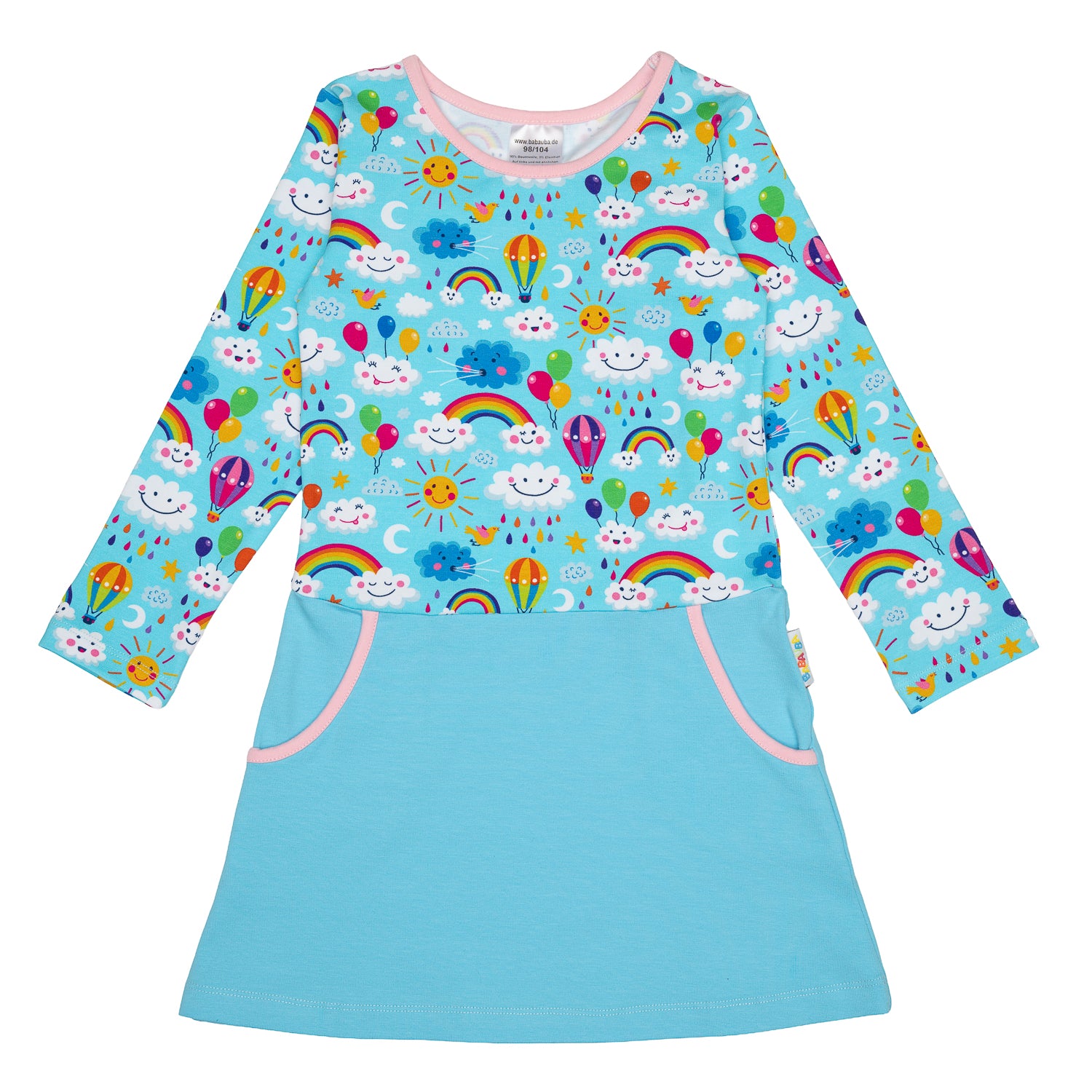 Langarm-PocketDress RainbowsAndClouds-Blue