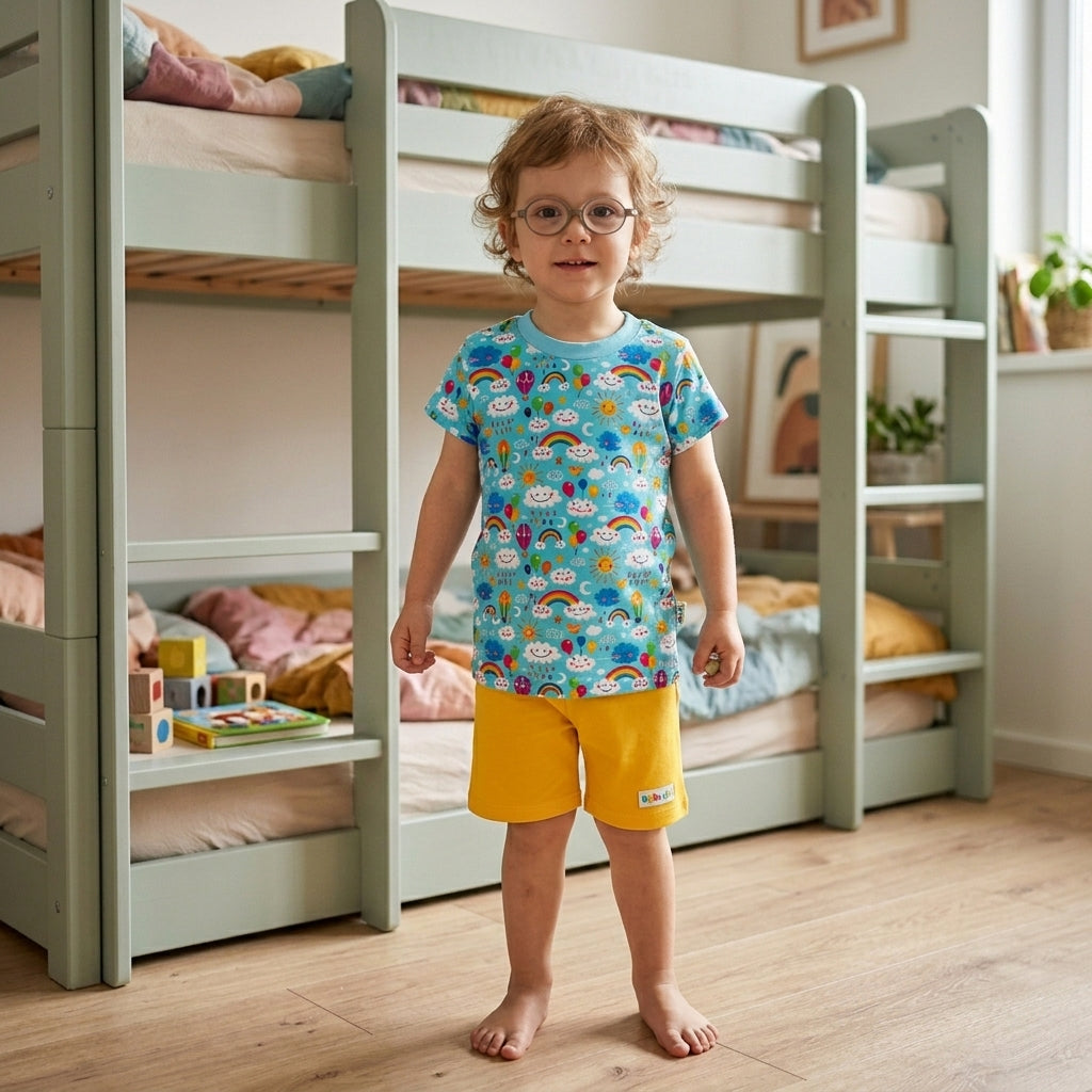 Pyjama-Set Shortstyle RainbowsAndClouds-Blue
