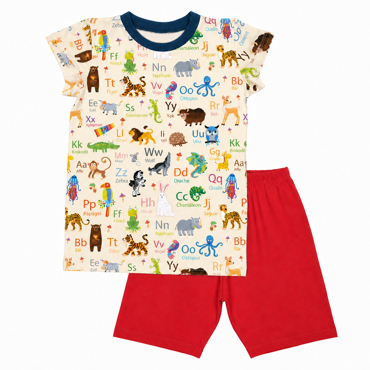 Kurzer Pyjama im Stil Alphabet
