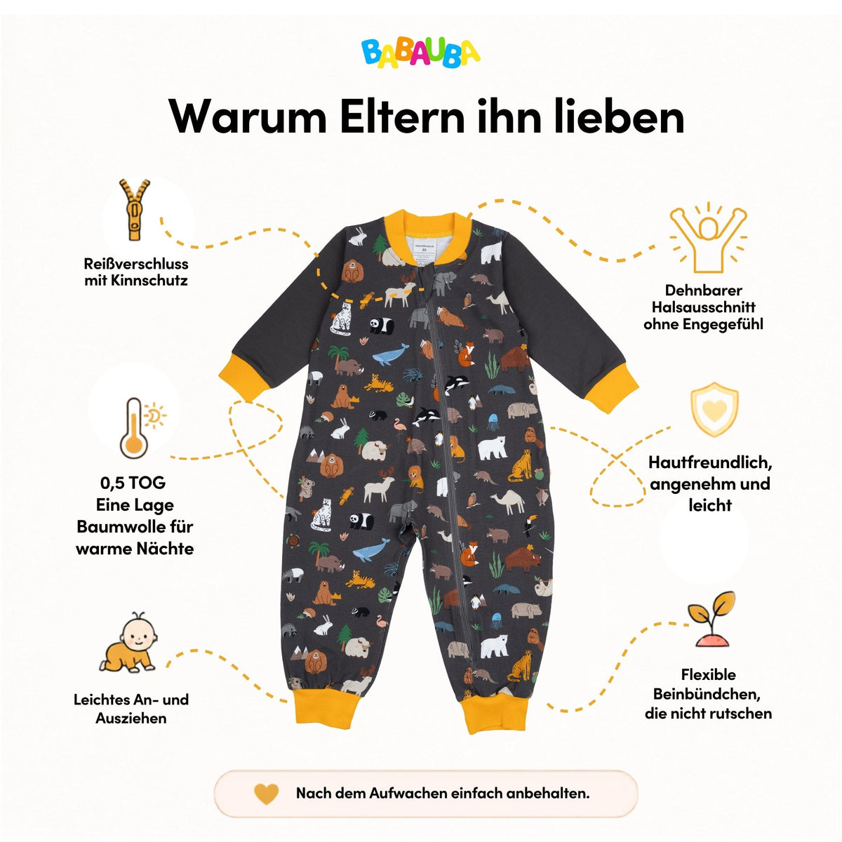 Zip Sleepsuit AnimalsOfTheWorld