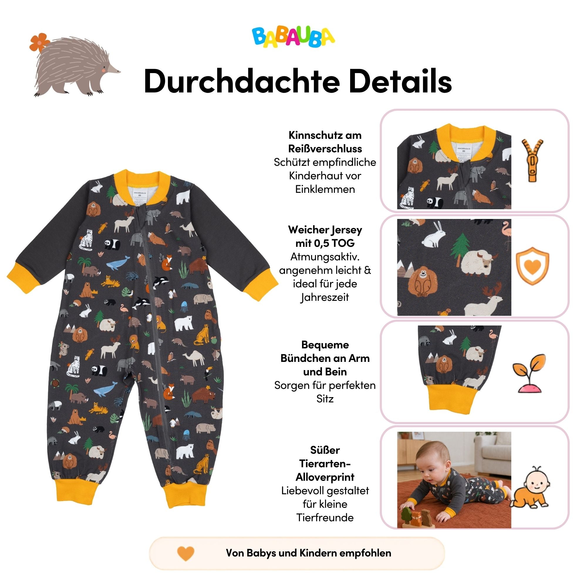 Zip Sleepsuit AnimalsOfTheWorld