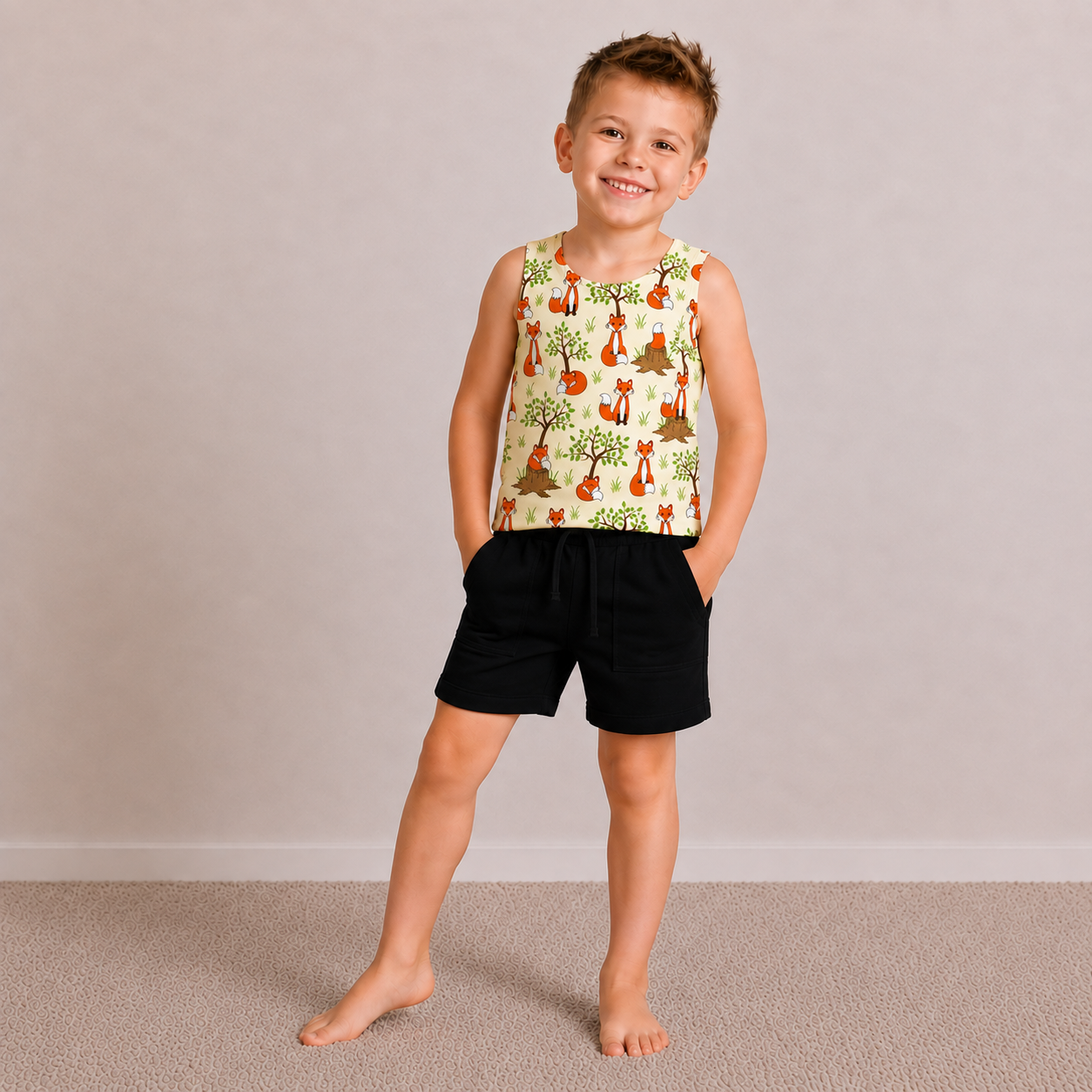 Undershirt und Bermuda Outfit im Stil FoxWorld 