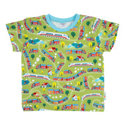 Bunt gemustertes Kurzarmshirt für Kinder mit Zügen