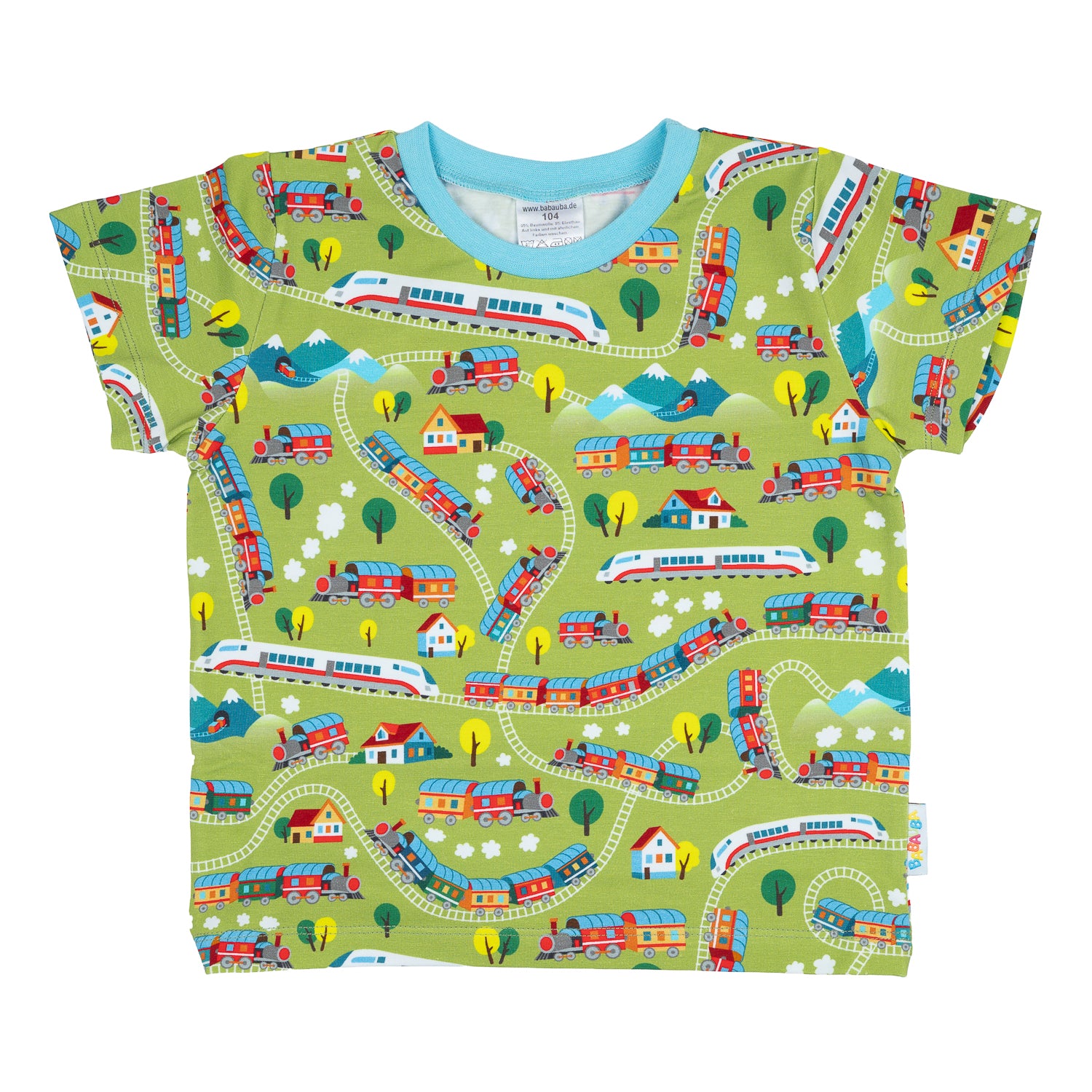 Bunt gemustertes Kurzarmshirt für Kinder mit Zügen