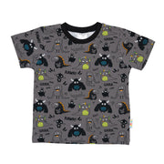 Bunt gemustertes Kurzarmshirt für Kinder mit Monstern