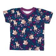 Bunt gemustertes Kurzarmshirt für Kinder mit Waldtieren