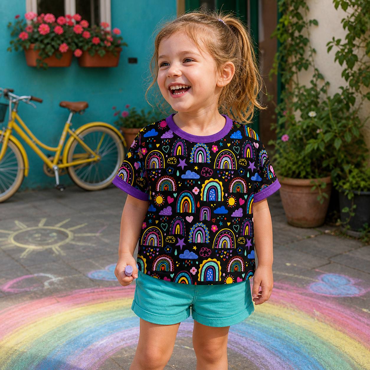 Trendy-T-Shirt im Stil LovelyRainbows-Black