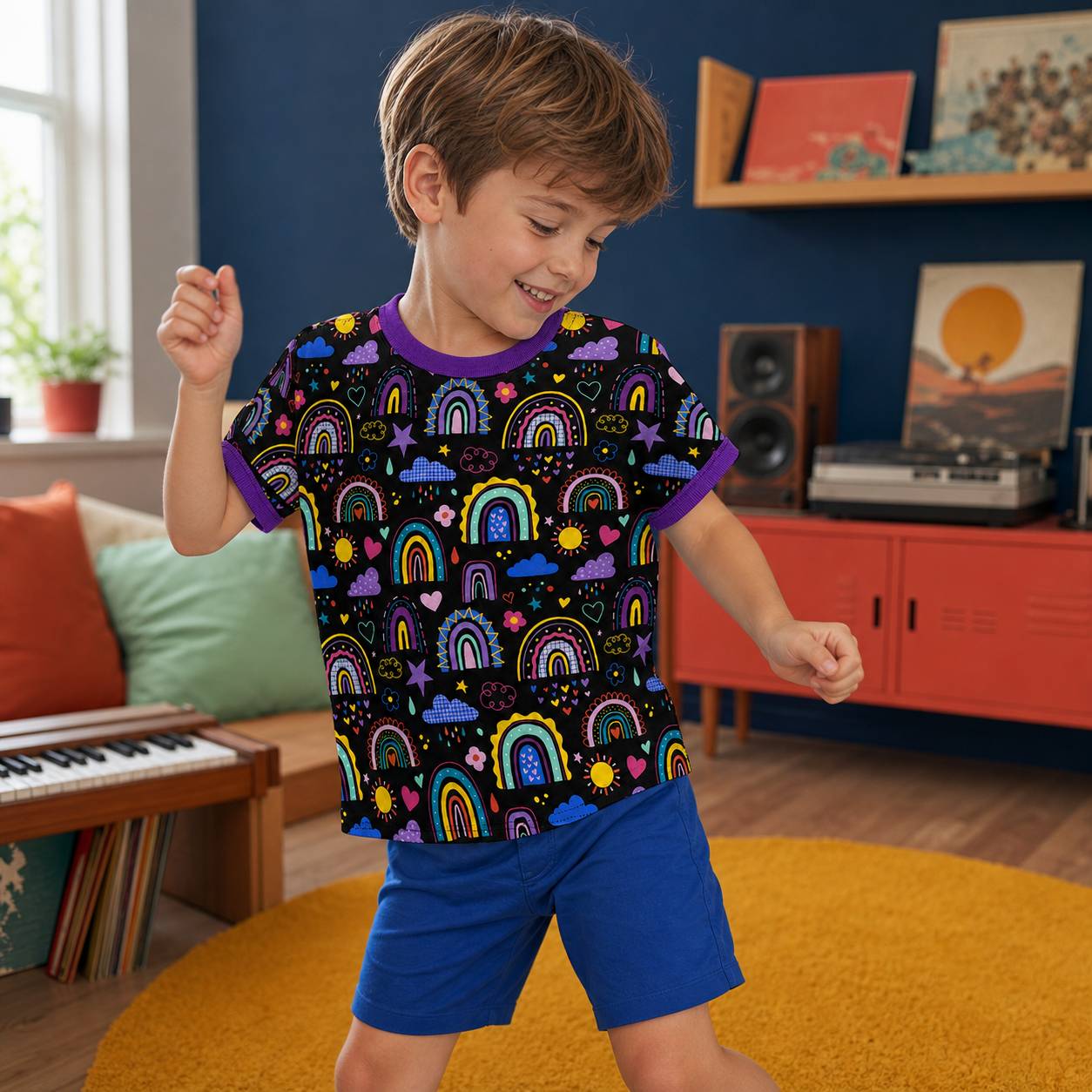Trendy-T-Shirt im Stil LovelyRainbows-Black