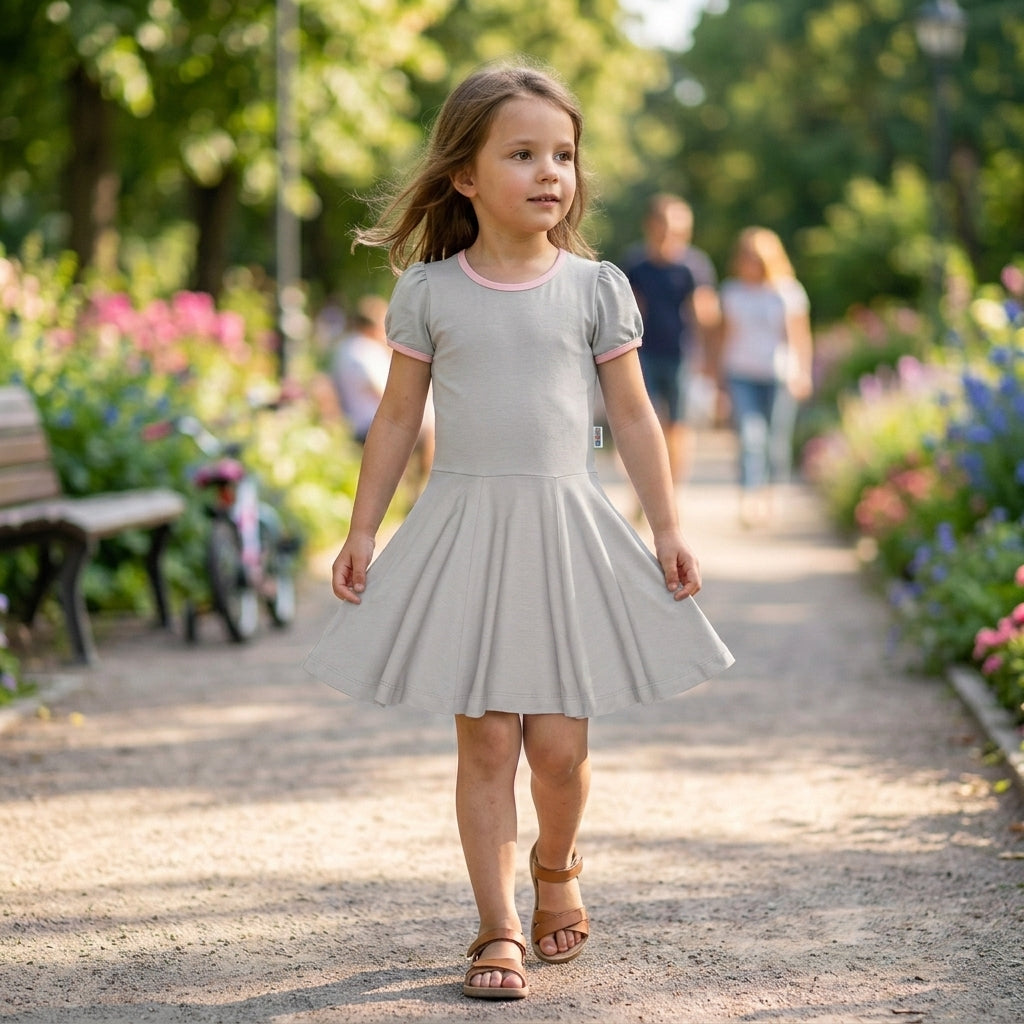 Uni-Shortsleeve twirl Dress Grey
