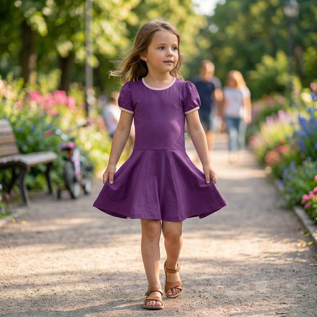 Uni-Shortsleeve twirl Dress Purple