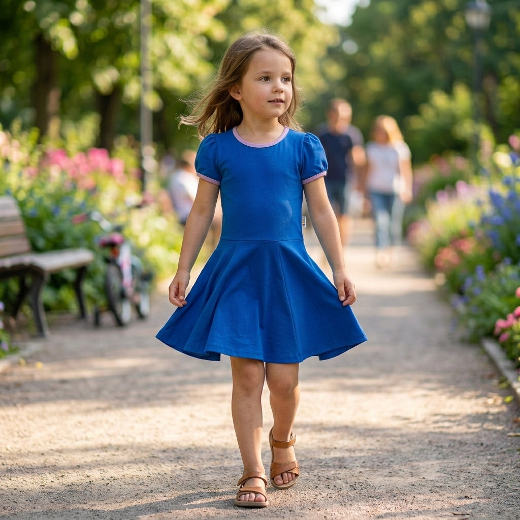 Uni-Shortsleeve twirl Dress Royalblue