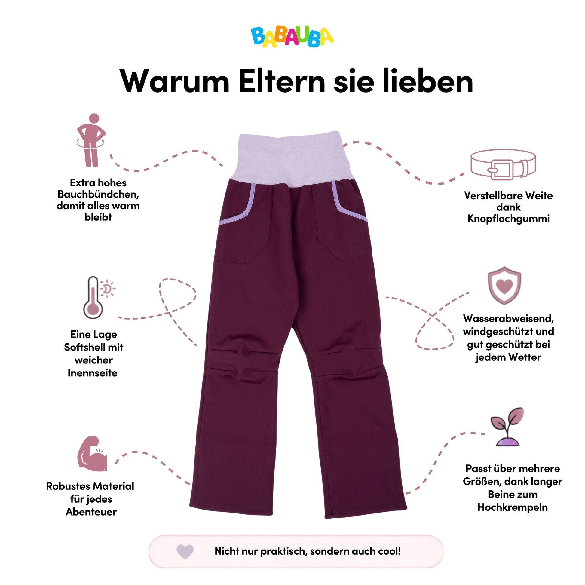 Uni-Softshell Trousers Aubergine