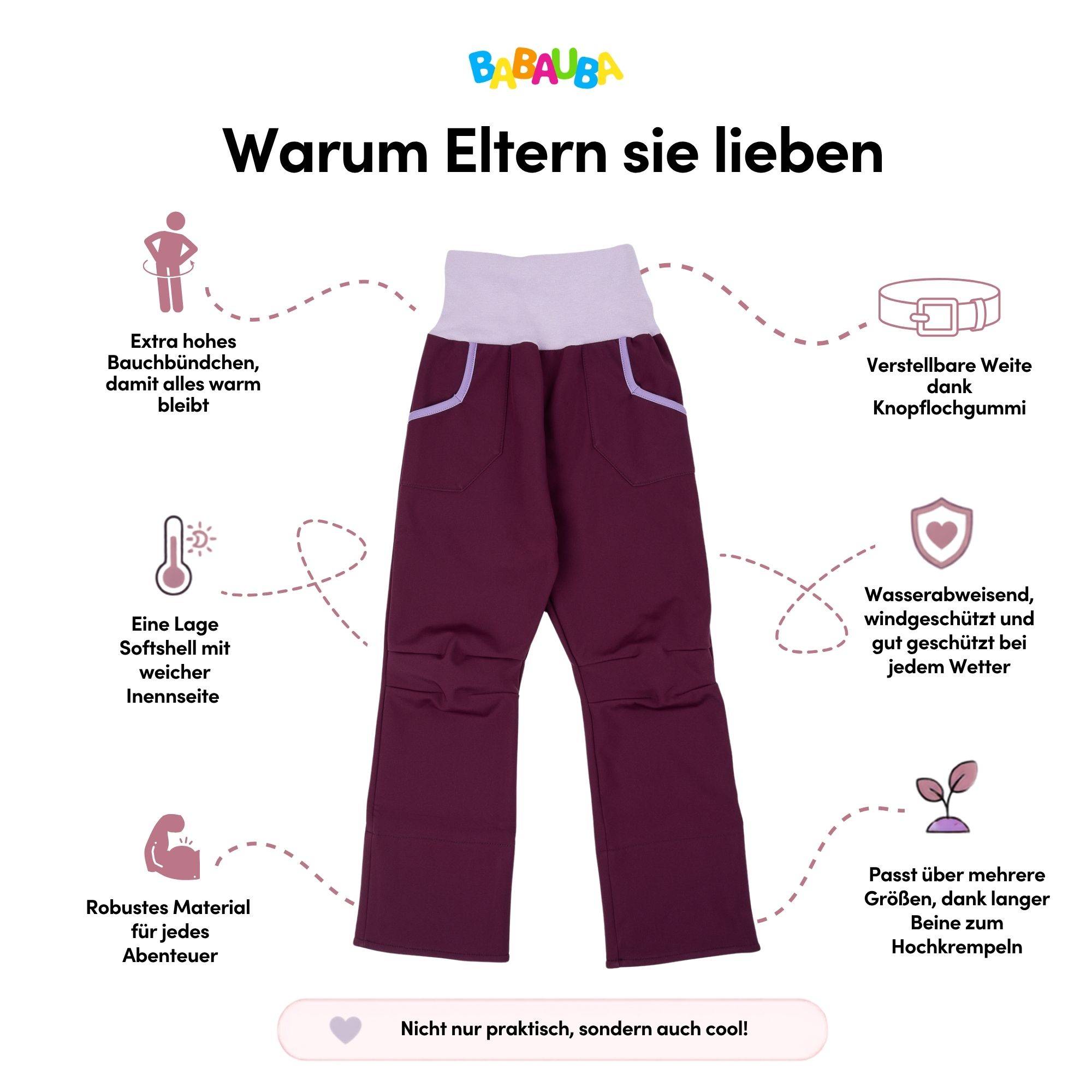 Uni-Softshell Trousers Aubergine