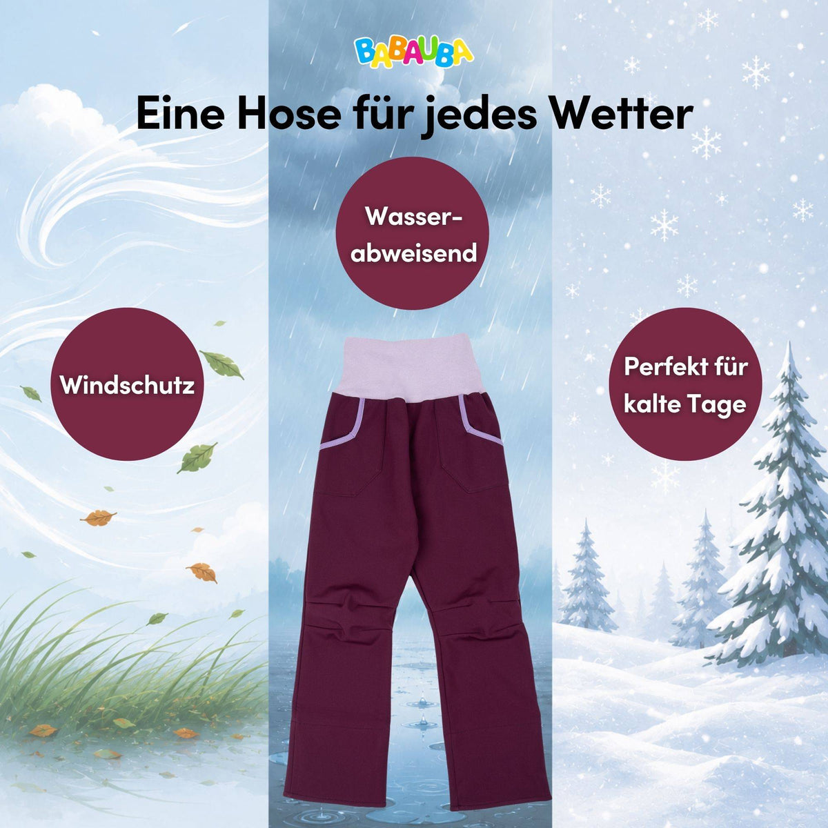 Uni-Softshell Trousers Aubergine
