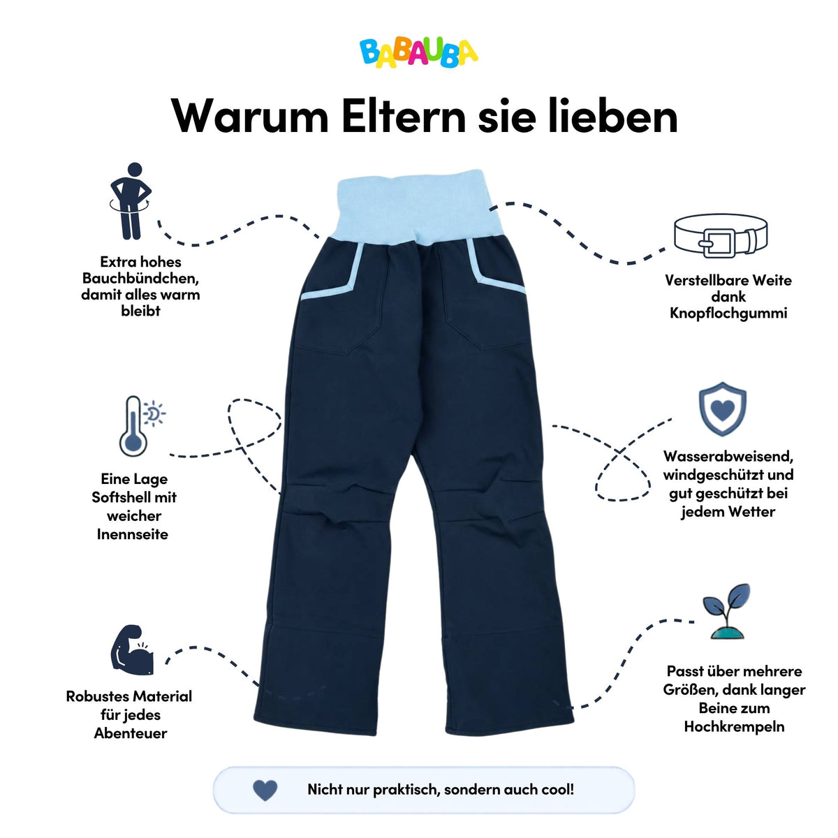 Uni-Softshellhose Dunkelblau-Babyblau