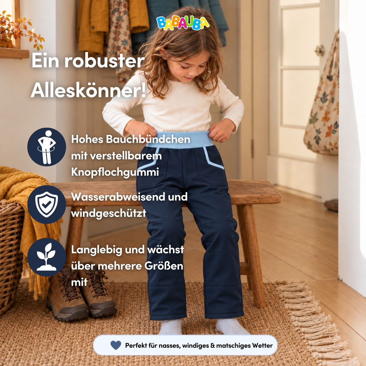Uni-Softshellhose Dunkelblau-Babyblau