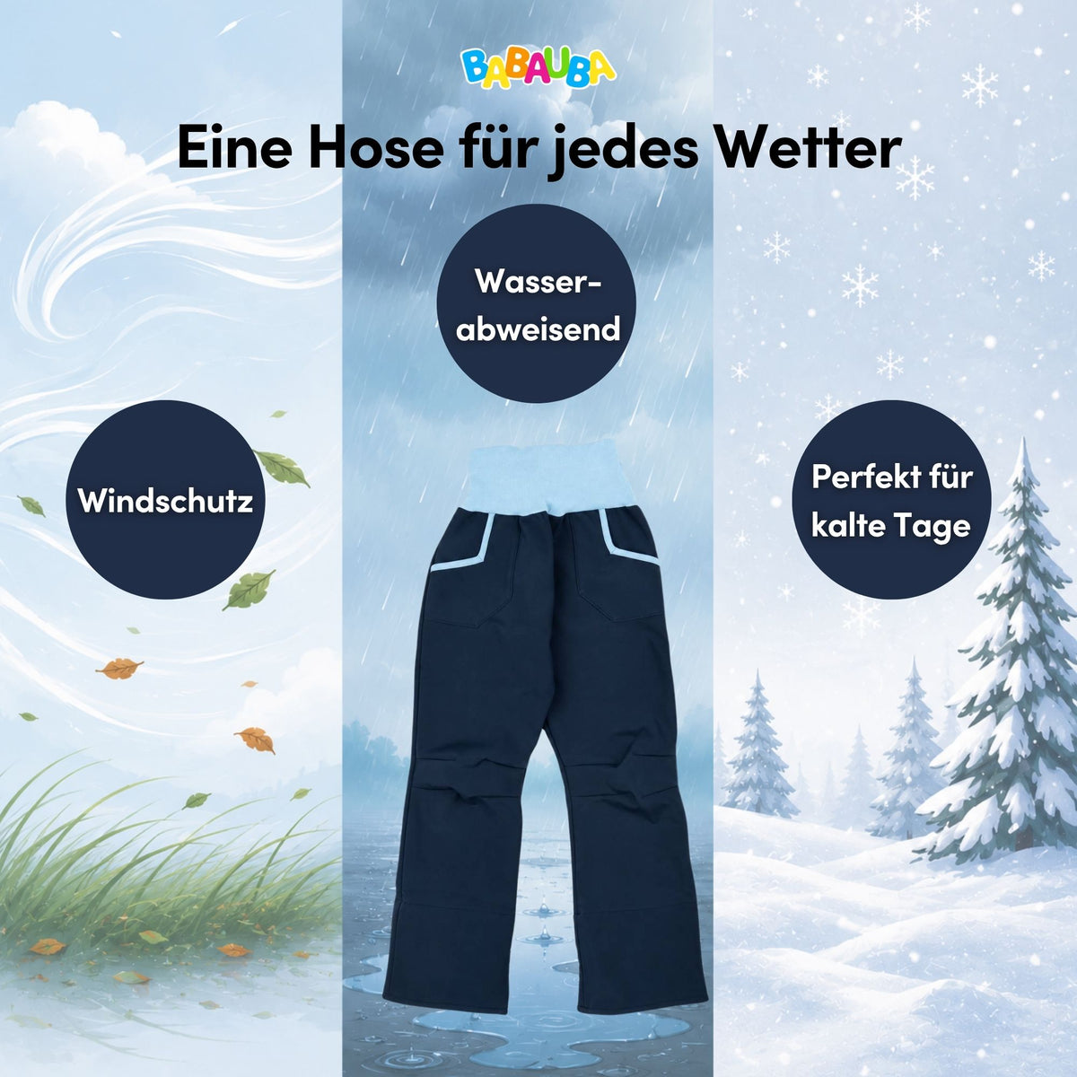 Uni-Softshellhose Dunkelblau-Babyblau