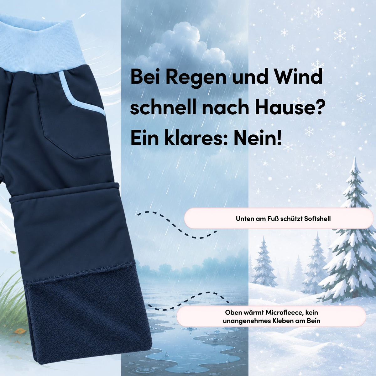 Uni-Softshellhose Dunkelblau-Babyblau