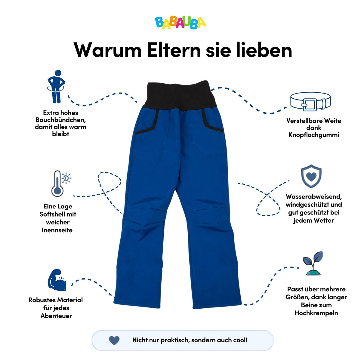 Uni-Softshellhose Königsblau-Schwarz