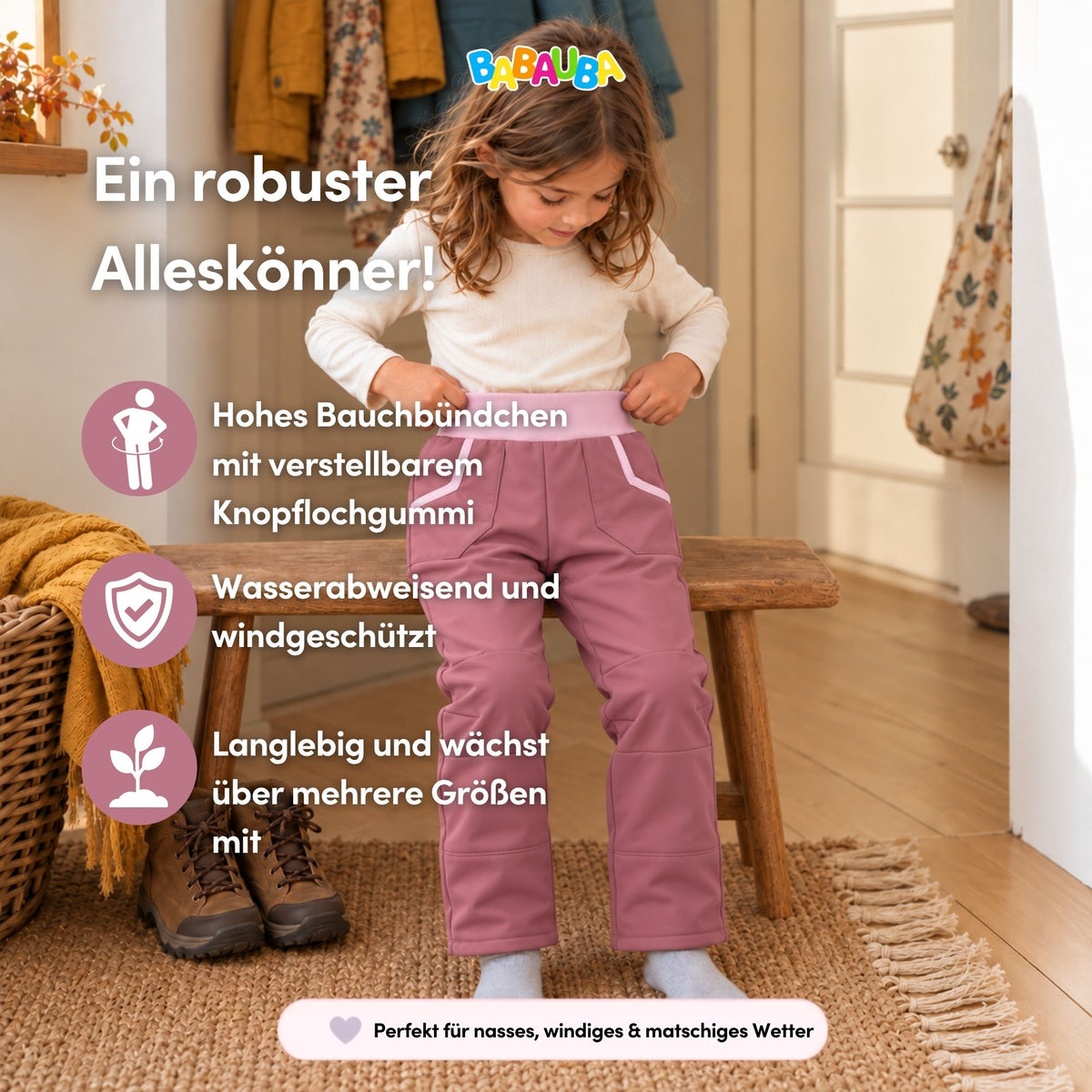 Uni-Softshellhose Lavendel-Babyrosa